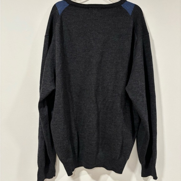 Pendleton Mens Argyle Wool V-Neck Sweater Blue Charcoal Gray Large - Picture 8 of 9